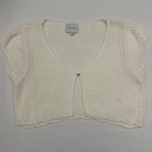 Lovely Pink Rose Cream Cropped Cardigan - Women's Size XL